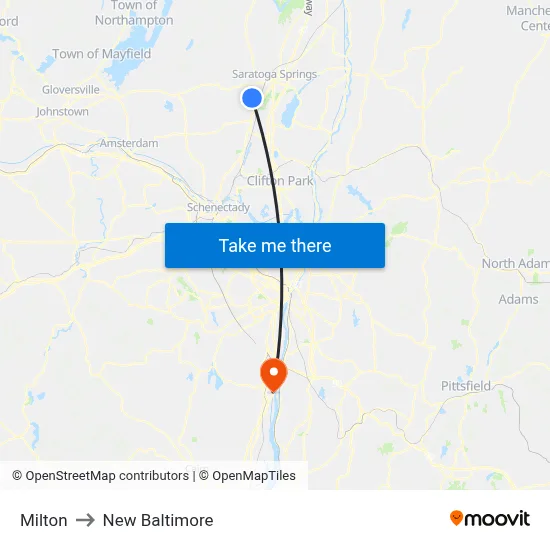 Milton to New Baltimore map