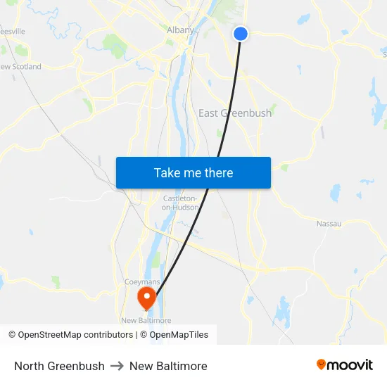 North Greenbush to New Baltimore map