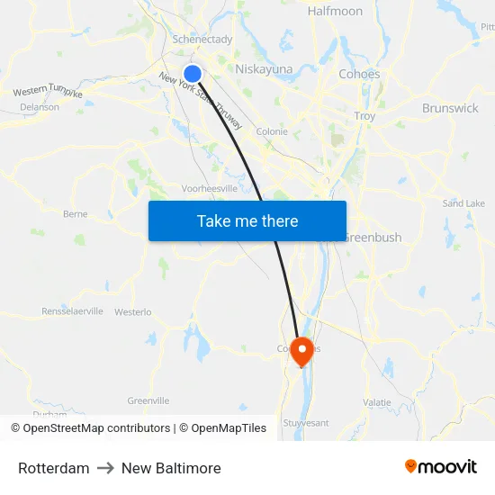 Rotterdam to New Baltimore map