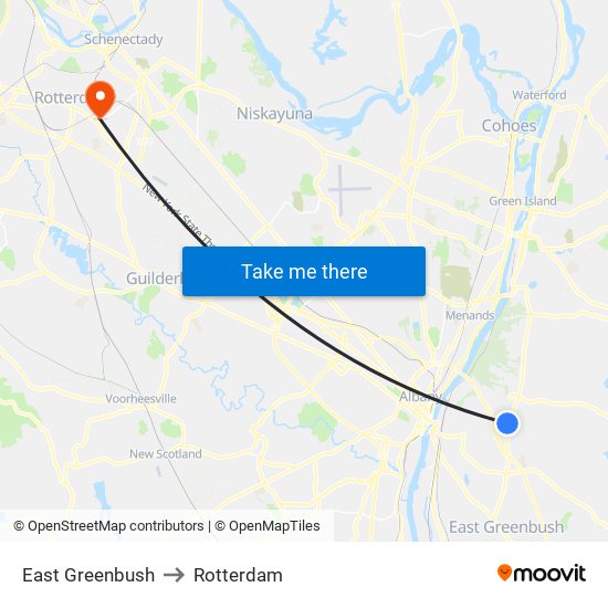 East Greenbush to Rotterdam map