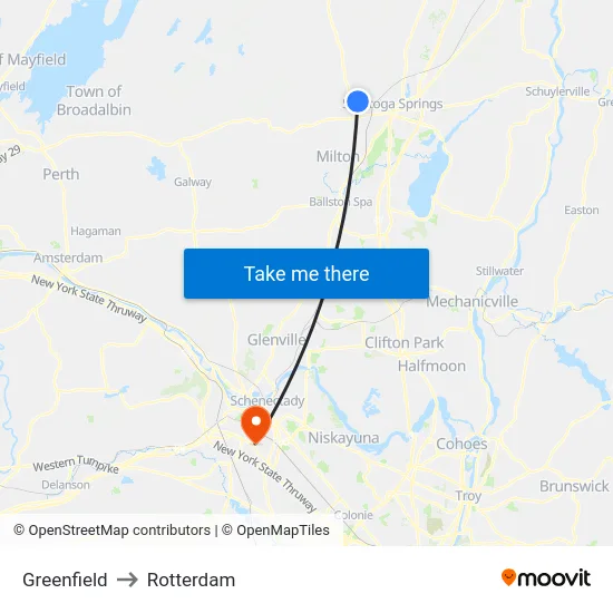 Greenfield to Rotterdam map