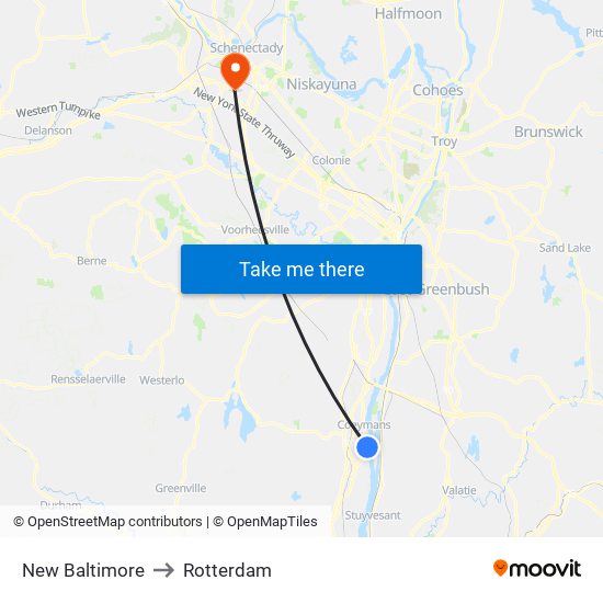 New Baltimore to Rotterdam map