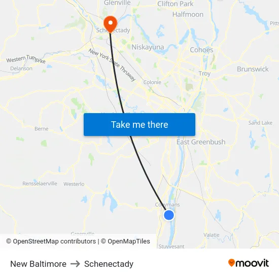 New Baltimore to Schenectady map