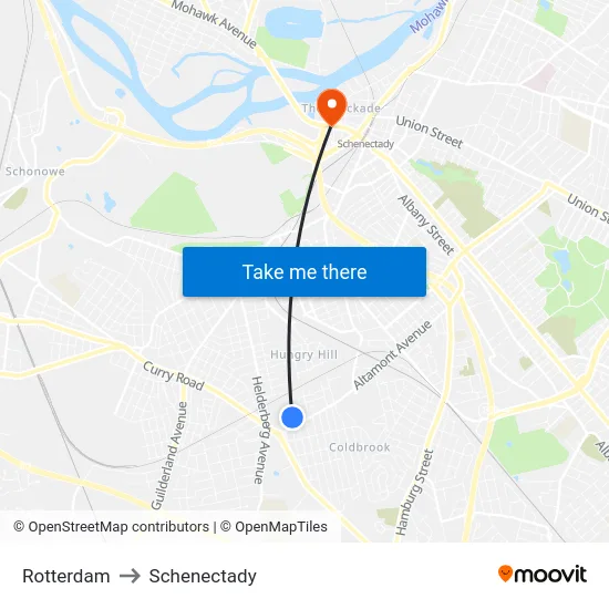 Rotterdam to Schenectady map