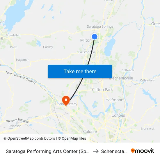 Saratoga Performing Arts Center (Spac) to Schenectady map