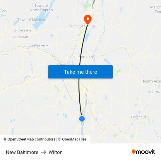 New Baltimore to Wilton map