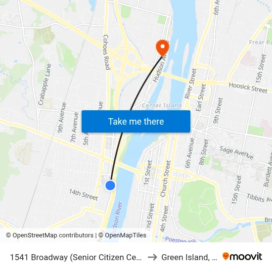 1541 Broadway (Senior Citizen Center) to Green Island, NY map