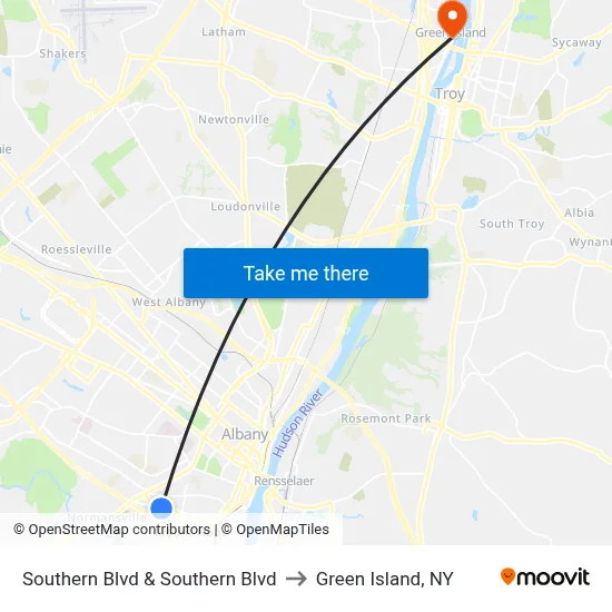 Southern Blvd & Southern Blvd to Green Island, NY map