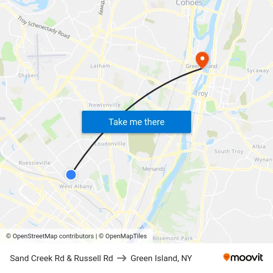 Sand Creek Rd & Russell Rd to Green Island, NY map