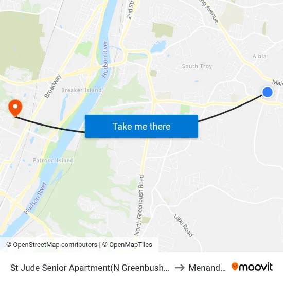 St Jude Senior Apartment(N Greenbush Shopping Bus) to Menands, NY map