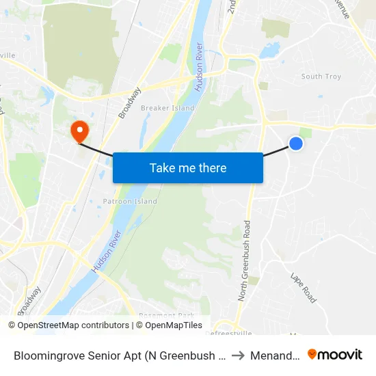 Bloomingrove Senior Apt (N Greenbush Shopping Bus) to Menands, NY map
