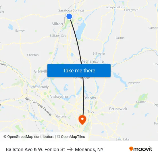 Ballston Ave & W. Fenlon St to Menands, NY map
