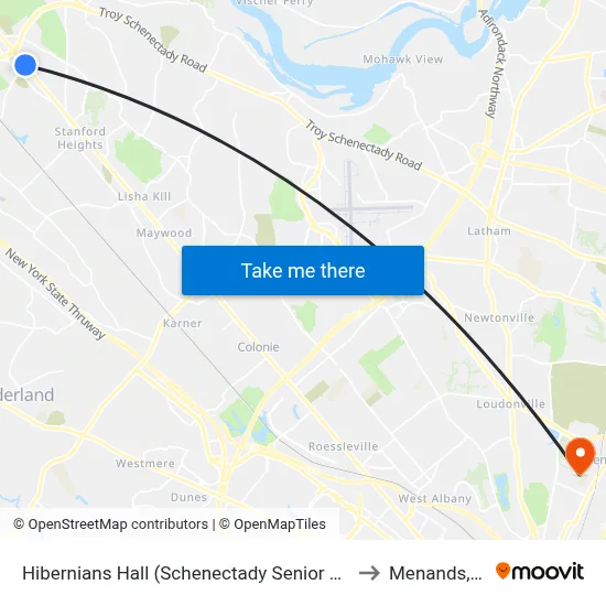 Hibernians Hall (Schenectady Senior Center) to Menands, NY map