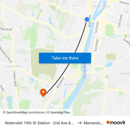 Watervliet 19th St Station - 2nd Ave & 19th St to Menands, NY map