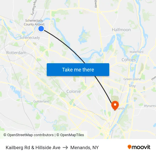 Kailberg Rd & Hillside Ave to Menands, NY map
