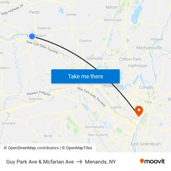 Guy Park Ave & Mcfarlan Ave to Menands, NY map