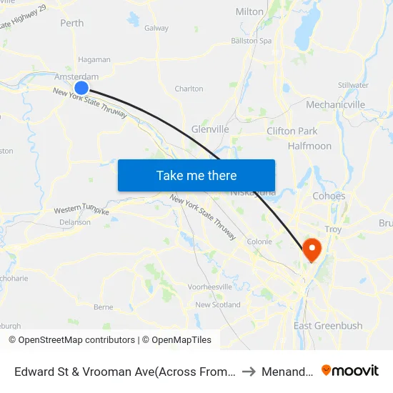 Edward St & Vrooman Ave(Across From 60 Edward St) to Menands, NY map