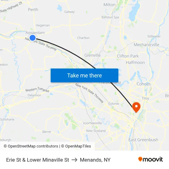 Erie St & Lower Minaville St to Menands, NY map