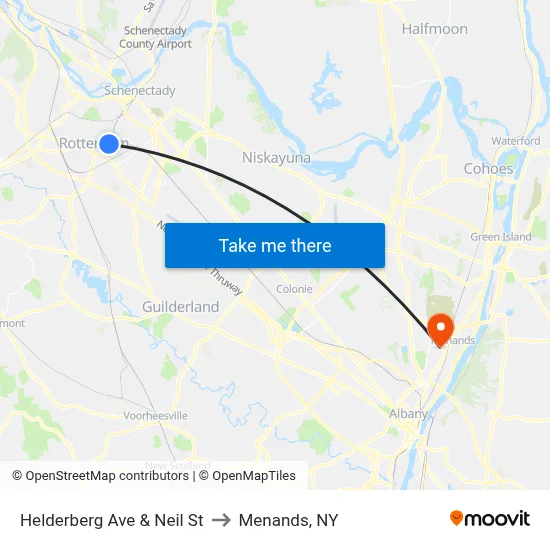 Helderberg Ave & Neil St to Menands, NY map