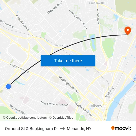 Ormond St & Buckingham Dr to Menands, NY map