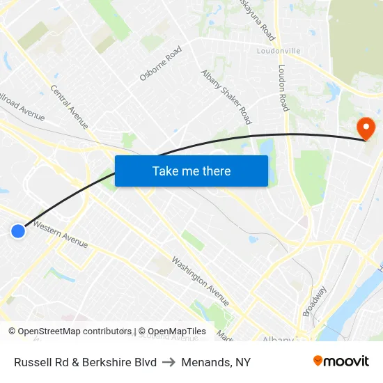 Russell Rd & Berkshire Blvd to Menands, NY map