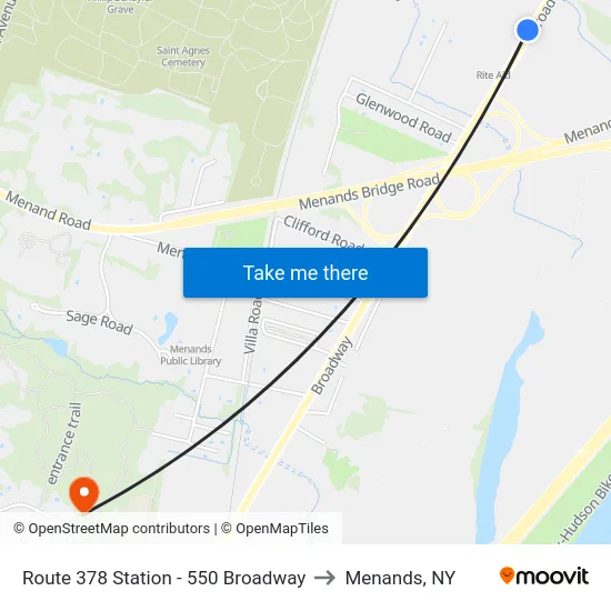 Route 378 Station - 550 Broadway to Menands, NY map