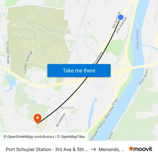 Port Schuyler Station - 3rd Ave & 5th St to Menands, NY map