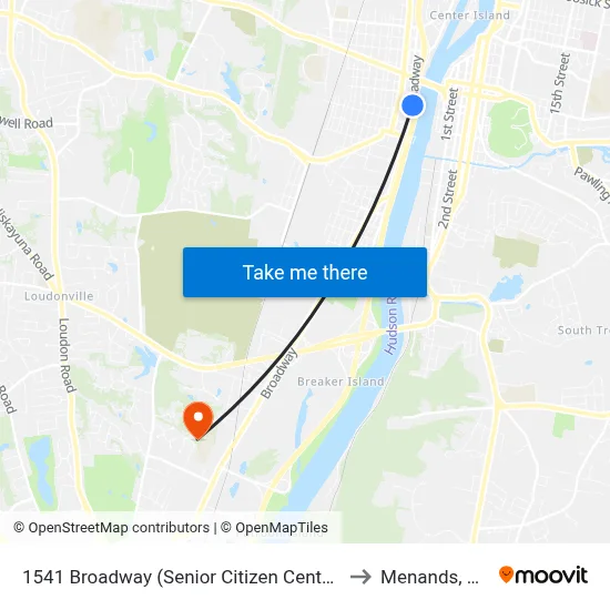 1541 Broadway (Senior Citizen Center) to Menands, NY map