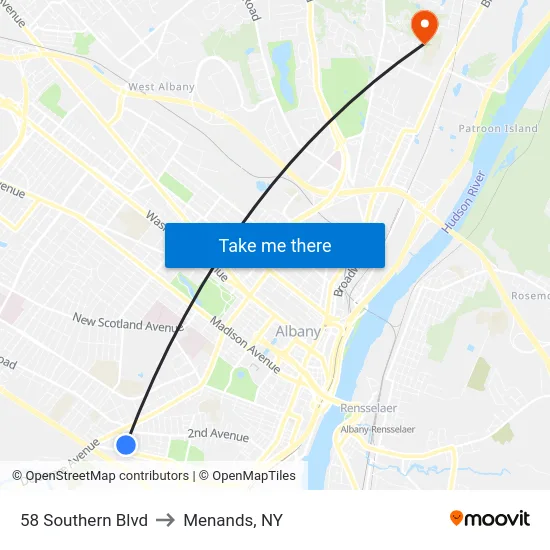 58 Southern Blvd to Menands, NY map