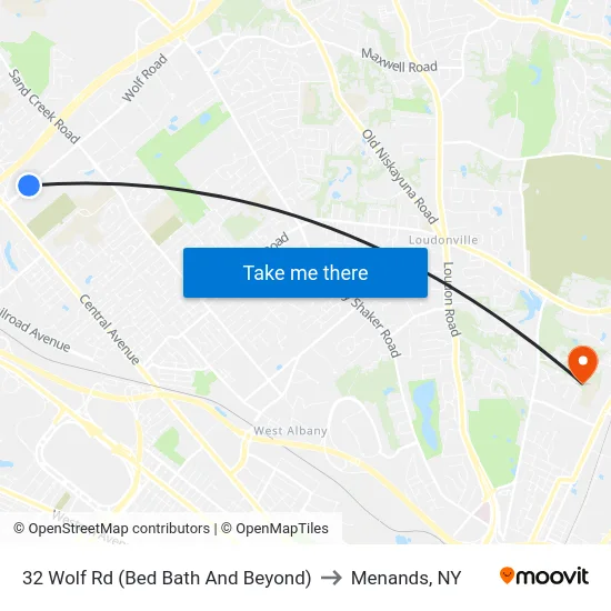 32 Wolf Rd (Bed Bath And Beyond) to Menands, NY map