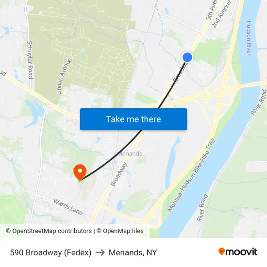 590 Broadway (Fedex) to Menands, NY map