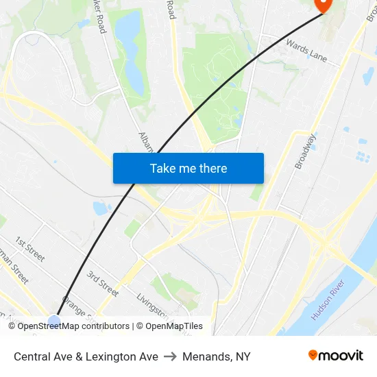 Central Ave & Lexington Ave to Menands, NY map