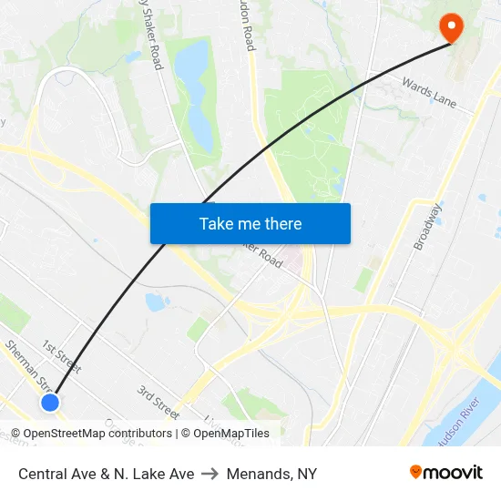 Central Ave & N. Lake Ave to Menands, NY map