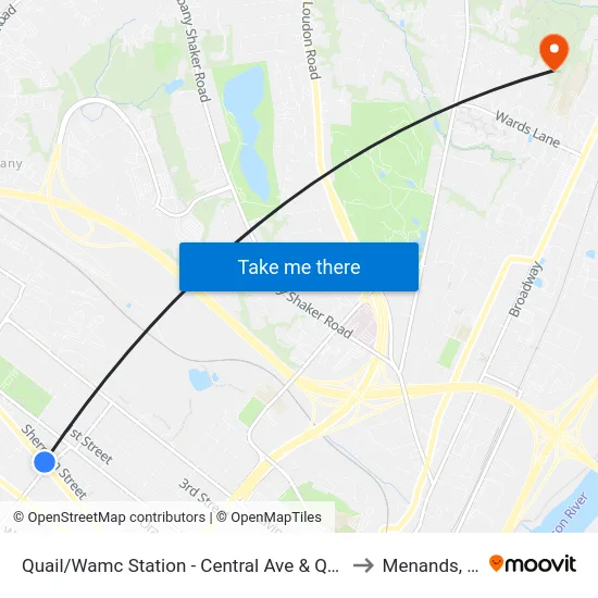 Quail/Wamc Station - Central Ave & Quail St to Menands, NY map