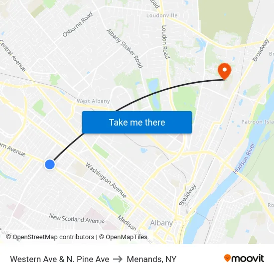 Western Ave & N. Pine Ave to Menands, NY map