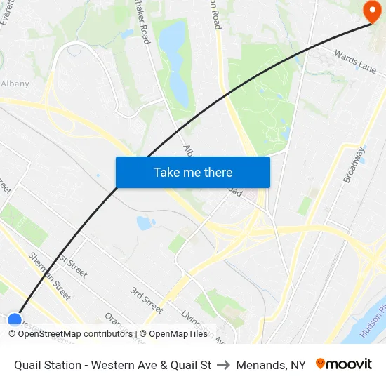 Quail Station - Western Ave & Quail St to Menands, NY map