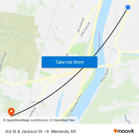 3rd St & Jackson St to Menands, NY map