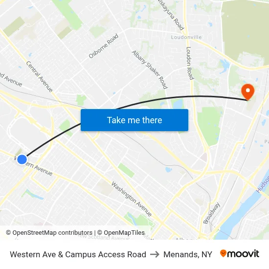 Western Ave & Campus Access Road to Menands, NY map