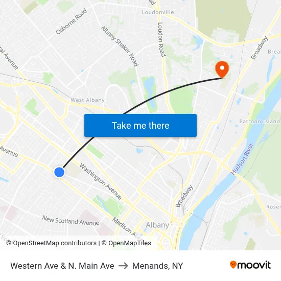 Western Ave & N. Main Ave to Menands, NY map