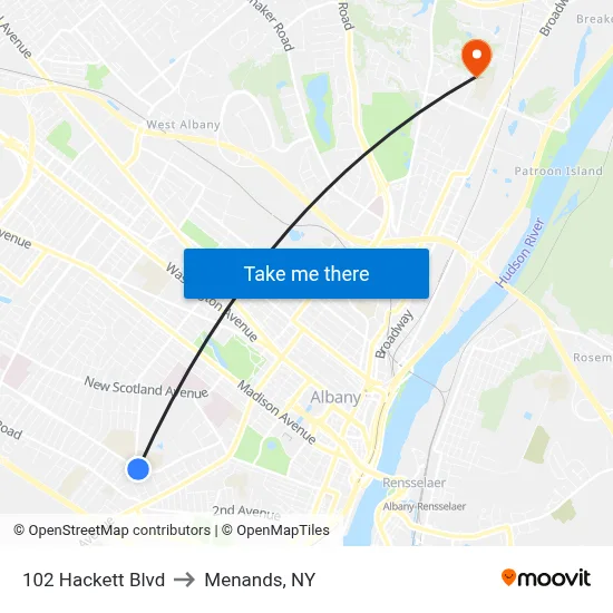 102 Hackett Blvd to Menands, NY map