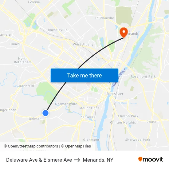 Delaware Ave & Elsmere Ave to Menands, NY map