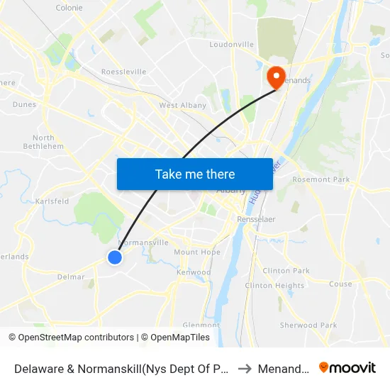 Delaware & Normanskill(Nys Dept Of Public Service) to Menands, NY map