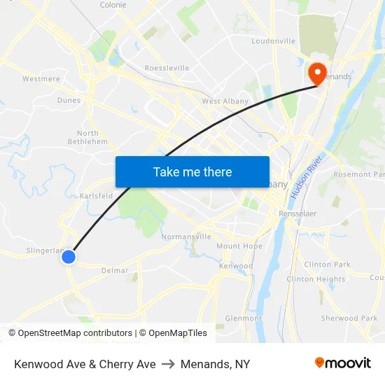 Kenwood Ave & Cherry Ave to Menands, NY map