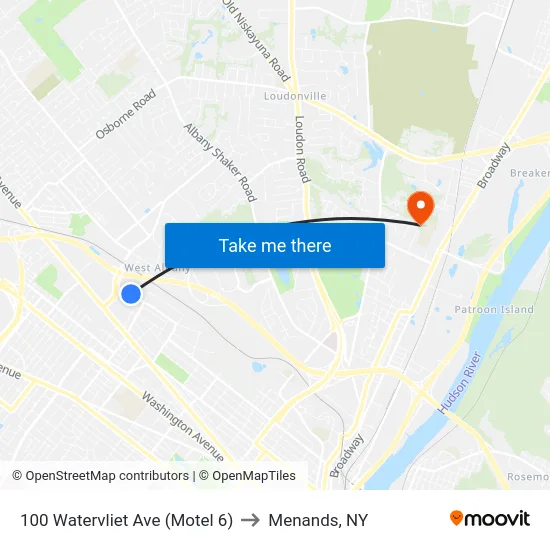 100 Watervliet Ave (Motel 6) to Menands, NY map