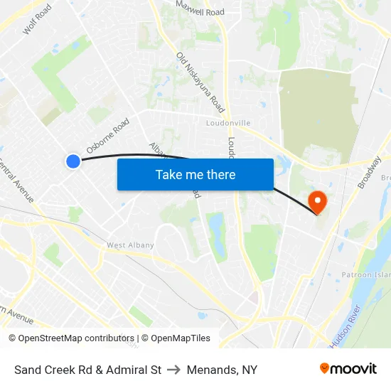 Sand Creek Rd & Admiral St to Menands, NY map