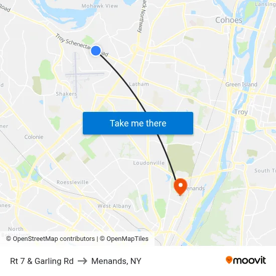 Rt 7 & Garling Rd to Menands, NY map