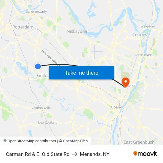 Carman Rd &  E. Old State Rd to Menands, NY map