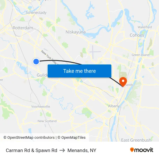 Carman Rd & Spawn Rd to Menands, NY map