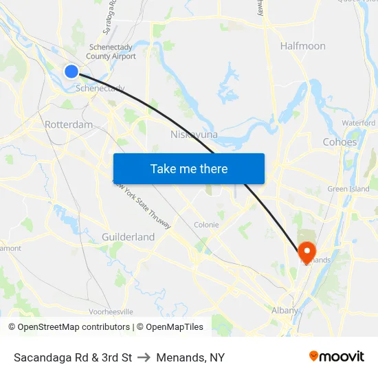 Sacandaga Rd & 3rd St to Menands, NY map