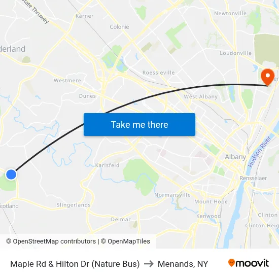 Maple Rd & Hilton Dr (Nature Bus) to Menands, NY map